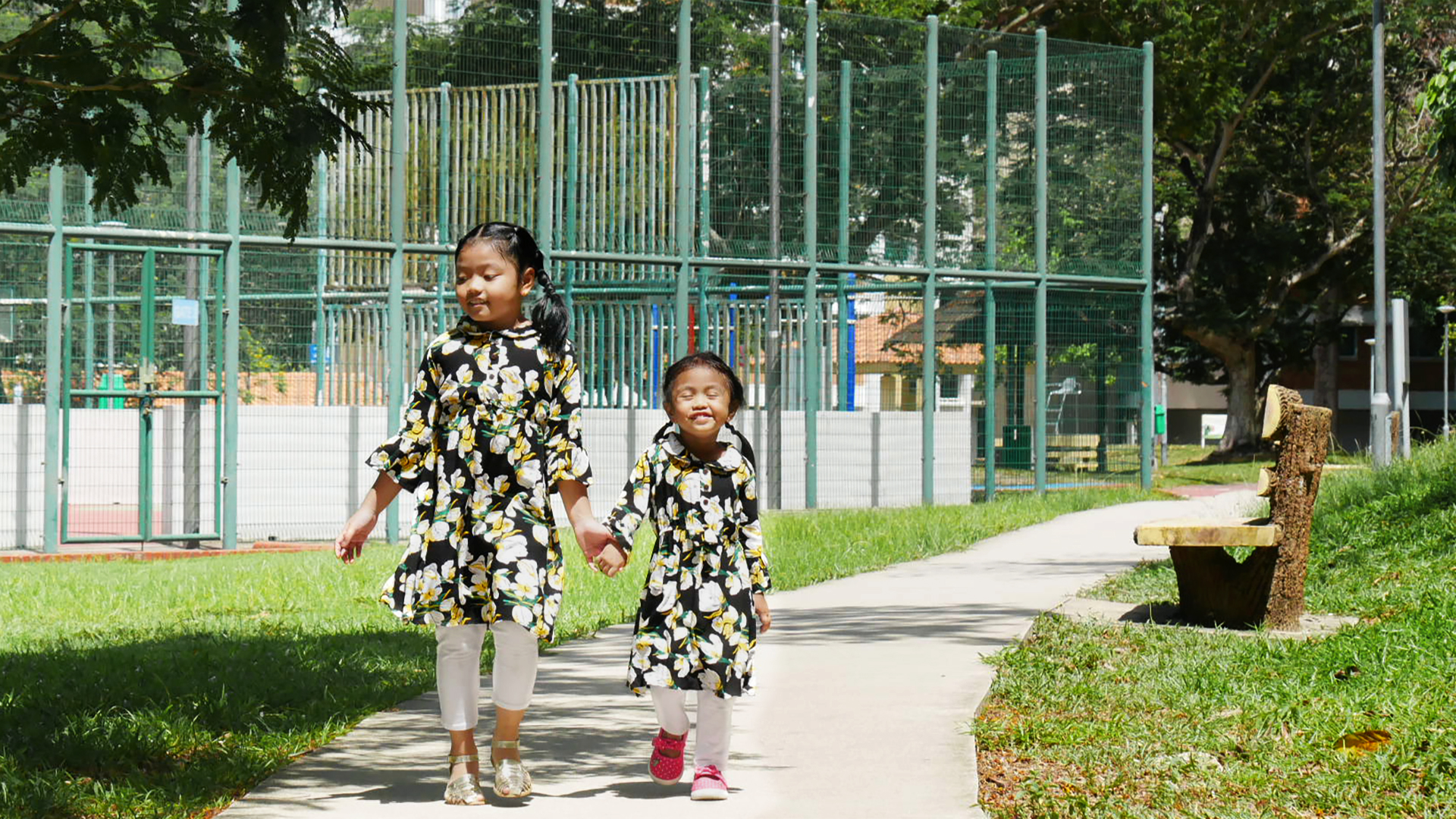 sisters walking